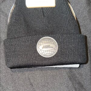 Black and grey Knit Beanie with Logo Patch